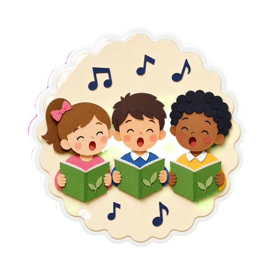 Sticker badge of a paper music note