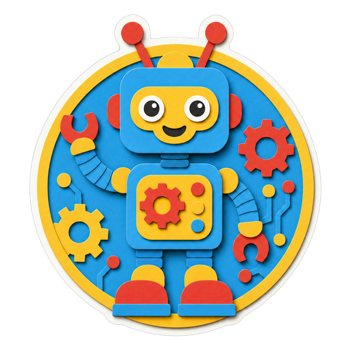 Sticker badge of a friendly robot